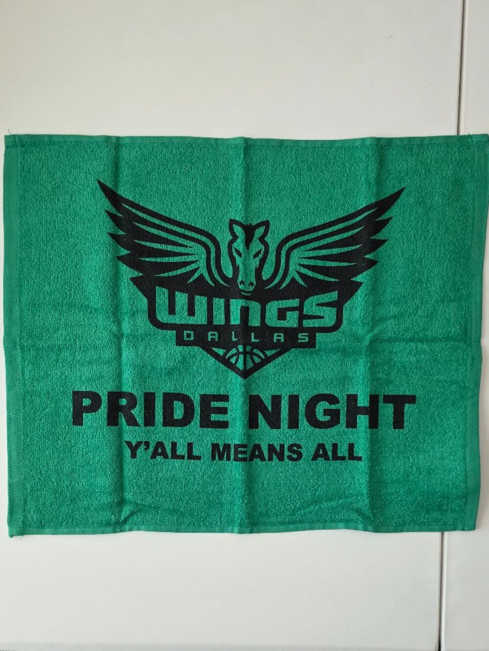 Dallas Wings WNBA Pride Night Y'all Means All Rally Towel Basketball Green Black